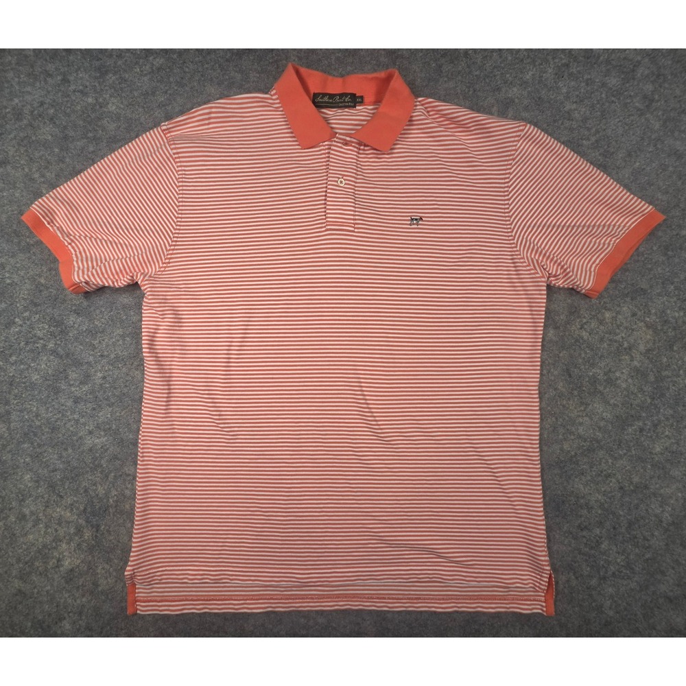 Southern Point Co Mens XXL Greyton Polo Shirt Orange White Striped Dog Logo